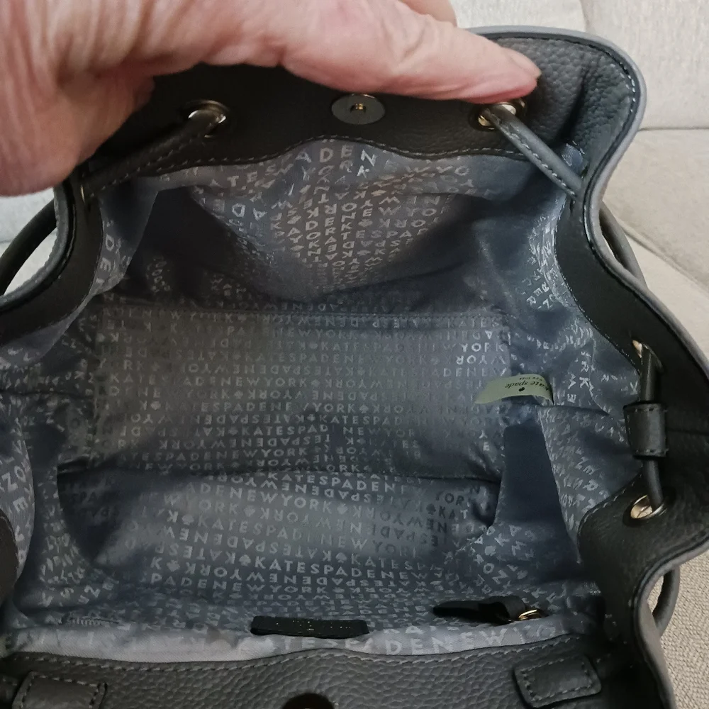 Kate Spade gray pebbled leather backpack
